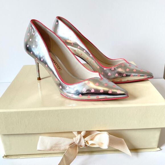 Sophia Webster Shoes - Sophia Webster Luella Silver Foil Heart Heels 37 7